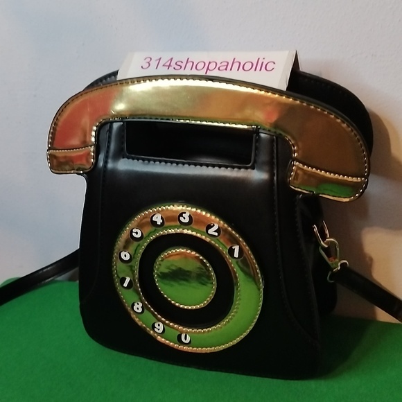 Black / Gold Telephone Purse With Removable Strap - Picture 5 of 9